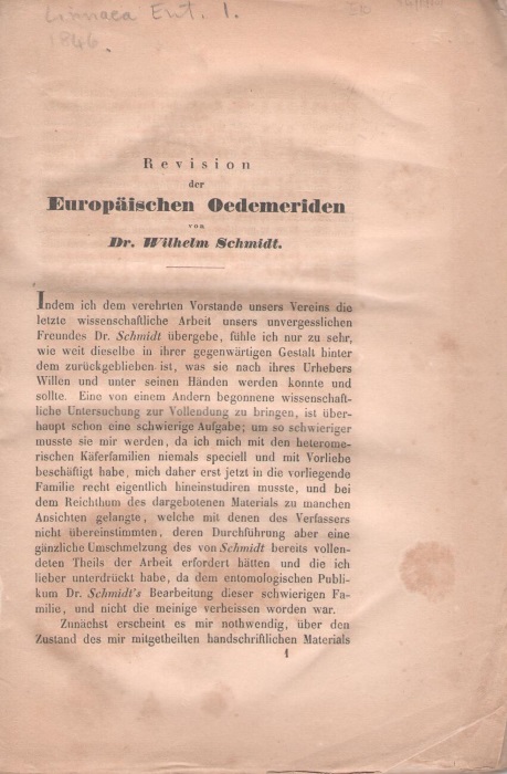 Schmidt, W. - Revision der Europischen Oedemeriden