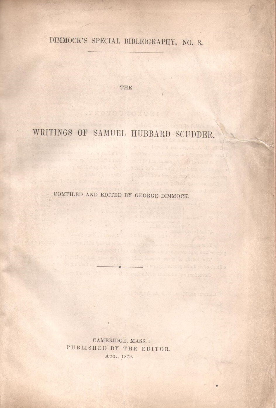 Dimmock, G. (Ed.) - The Writings of Samuel Hubbard Scudder
