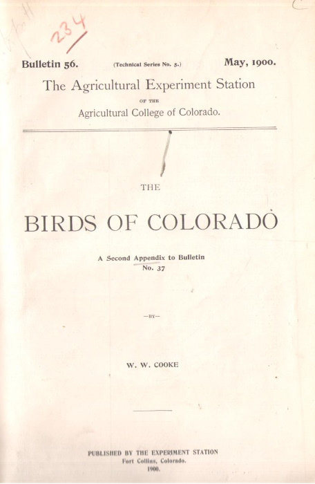 Cooke, W.W. - The Birds of Colorado