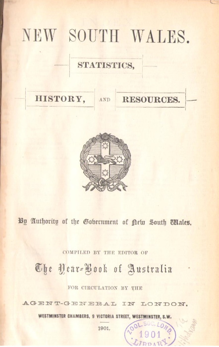  - New South Wales. Statistics, History and Resources