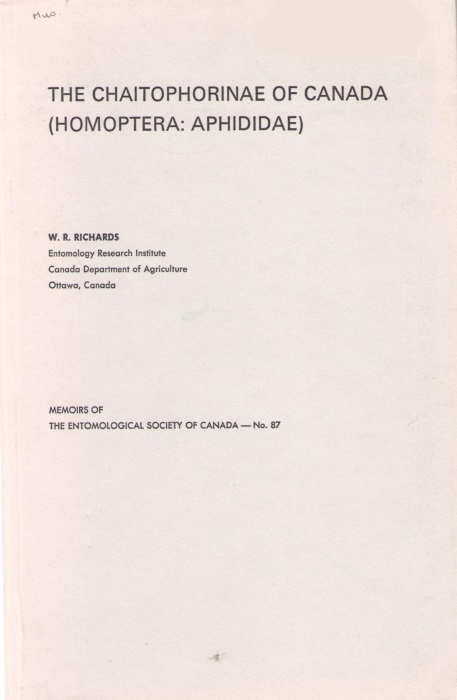 Richards, W.R. - The Chaitophorinae of Canada (Homoptera: Aphididae)