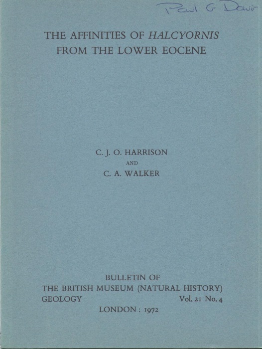 Harrison, C.J.O.; Walker, C.A. - The Affinities of Halcyornis from the  Lower Eocene