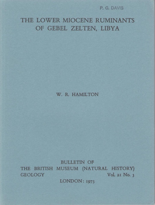 Hamilton, W.R. - The Lower Miocene Ruminants of Gebel Zelten, Libya