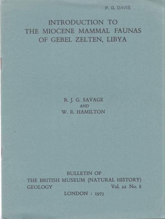 Savage, R.J.G.; Hamilton, W.R. - Introduction to the Miocene Mammal Faunas of Gebel Zelten, Libya