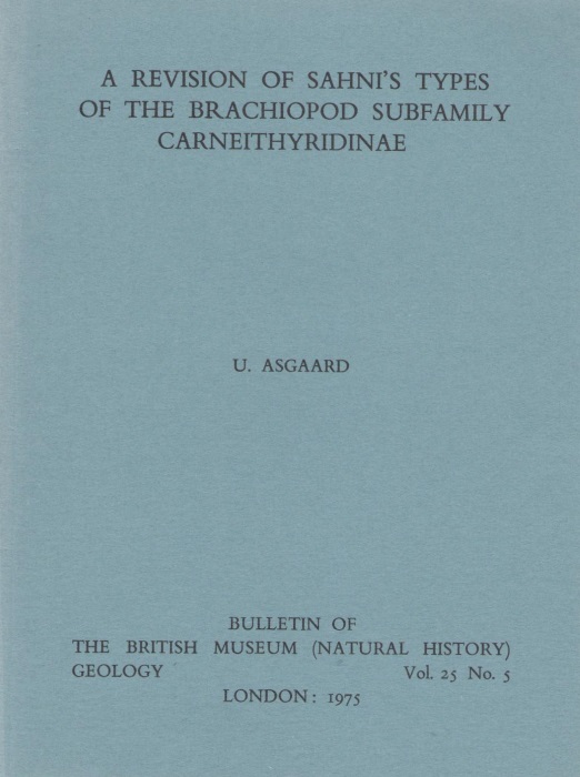 Asgaard, U. - A Revision of Sahni's Types of the  Brachiopod Subfamily Carneithyridinae