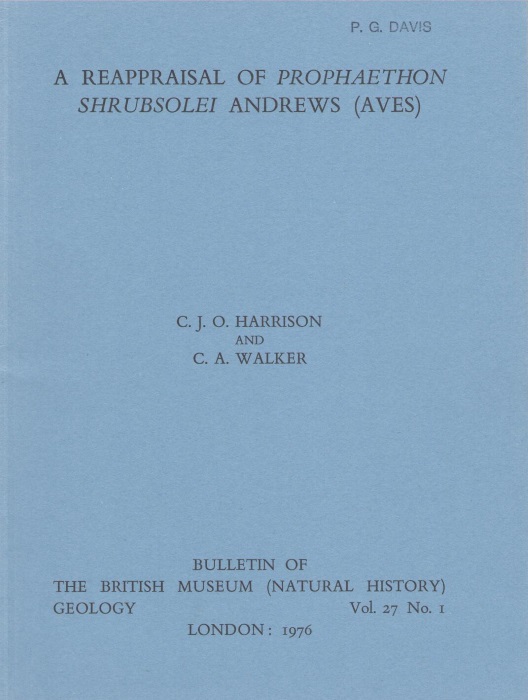 Harrison, C.J.O.; Walker, C.A. - A Reappraisal of Prophaethon shrubsolei Andrews (Aves)