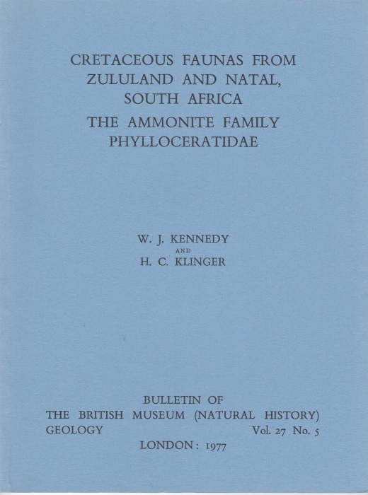 Kennedy, W.J.; Klinger, H.C. - Cretaceous Faunas from Zululand and Natal, South Africa. The Ammonite Family Phylloceratidae