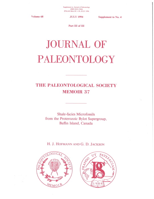 Hofmann, H.J.; Jackson, G.D. - Shale-facies Microfossils from the  Proterozoic Bylot Supergroup, Baffin Island, Canada