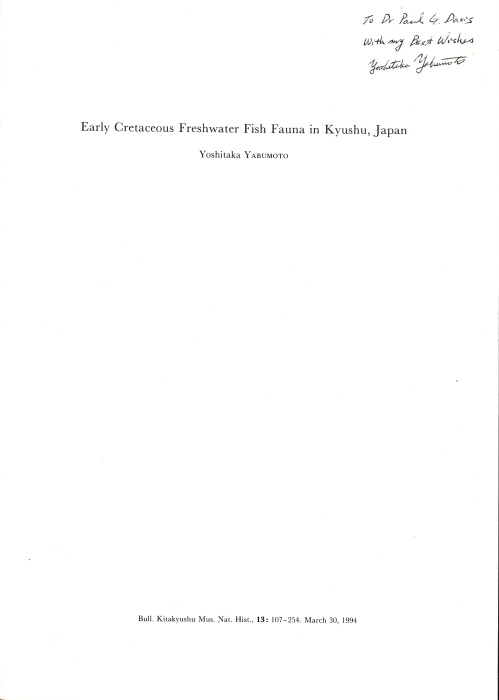 Yabumoto, Y. - Early Cretaceous Freshwater Fish Fauna in Kyushu, Japan