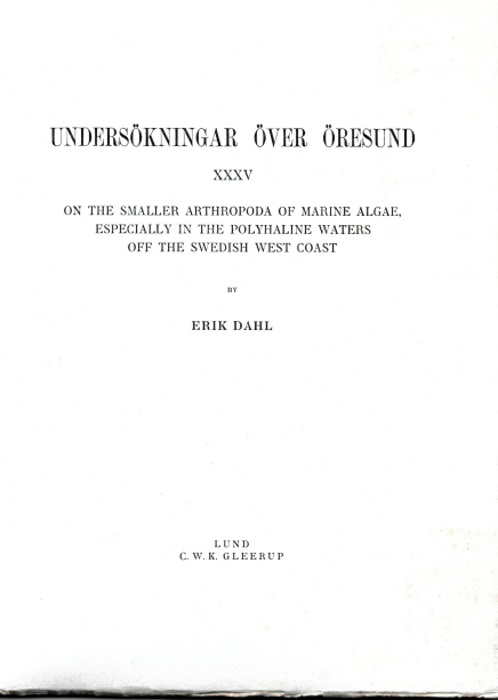 Dahl, E. - On the smaller Arthropoda of Marine Algae, especially in the Polyhaline Waters off the Swedish West Coast