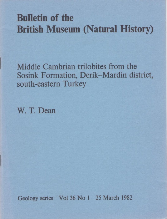 Dean, W.T. - Middle Cambrian Trilobites from the Sosink Formation, Derik-Mardin district, south-eastern Turkey