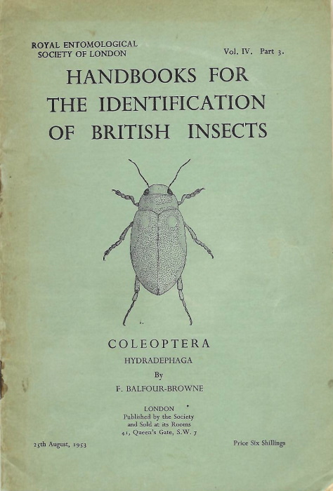 Balfour-Browne, F. - Coleoptera Hydradephaga (Handbooks for Identification of British Insects 4/3)