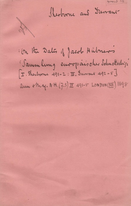 Sherborn, C.D.; Durrant, J.H. - On the Dates of Jacob Hbner's 'Sammlung europischer Schmetterlinge'