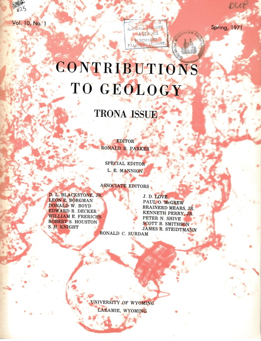 Parker, R.B.; Mannion, L.E. (Eds) - Contributions to Geology. Trona Issue