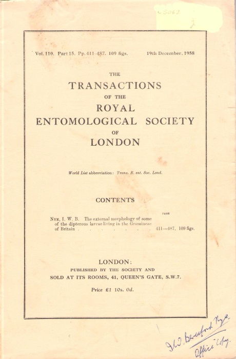 Nye, I.W.B. - The external morphology of some of the dipterous larvae living in the Gramineae of Britain