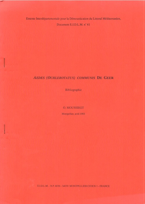 Moussiegt, O. - Aedes (Ochlerotatus) communis De Geer: Bibliographie