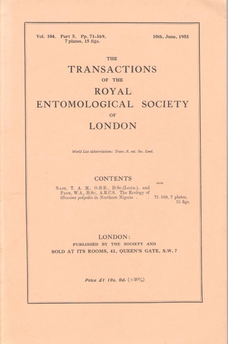Nash, T.A.M.; Page, W.A. - Ecology of Glossina palpalis in Northern Nigeria