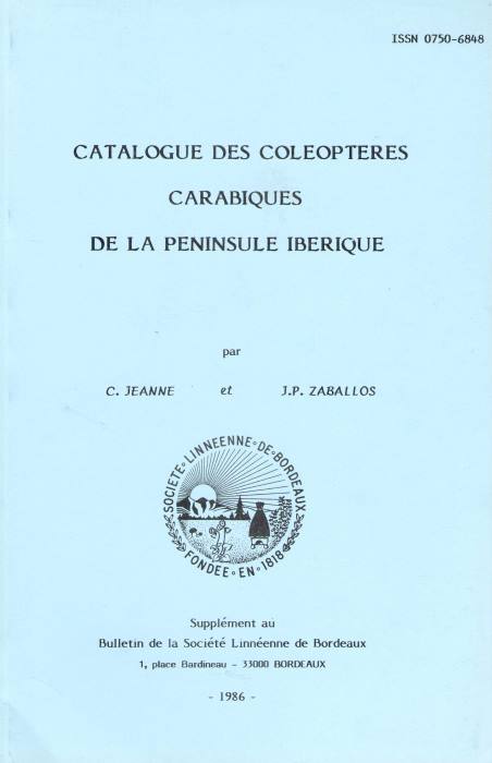 Jeanne, C.; Zaballos, J.-P. - Catalogue des Coloptres Carabiques de la Pninsule Ibrique
