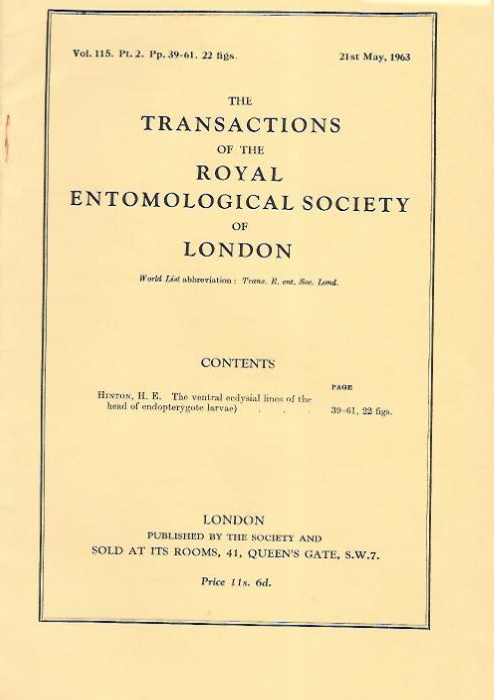 Hinton, H.E. - The ventral ecdysial lines of the head of endopterygote larvae