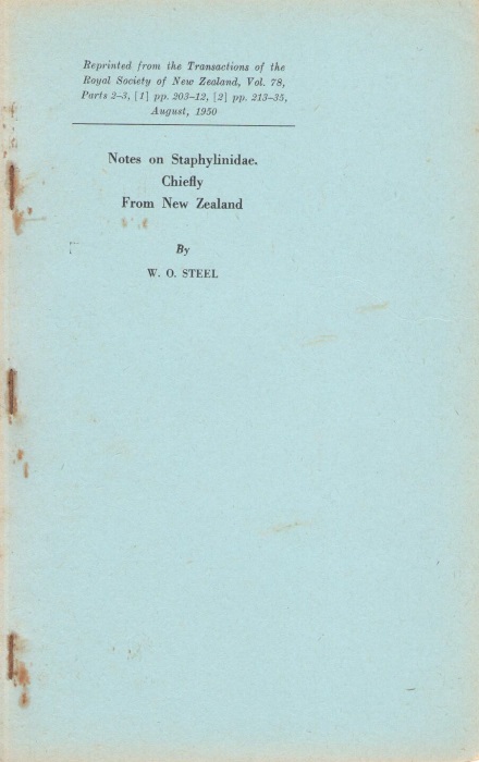 Steel, W.O. - Notes on Staphylindae. Chiefly from New Zealand