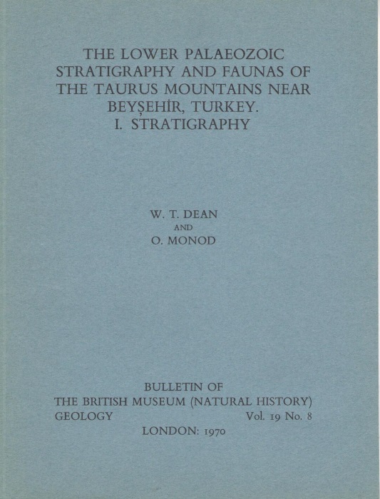 Dean, W.T.; Monod, O. - Lower Palaeozoic Stratigraphy and Faunas of the Taurus Mountains near Beysehir, Turkey I: Stratigraphy