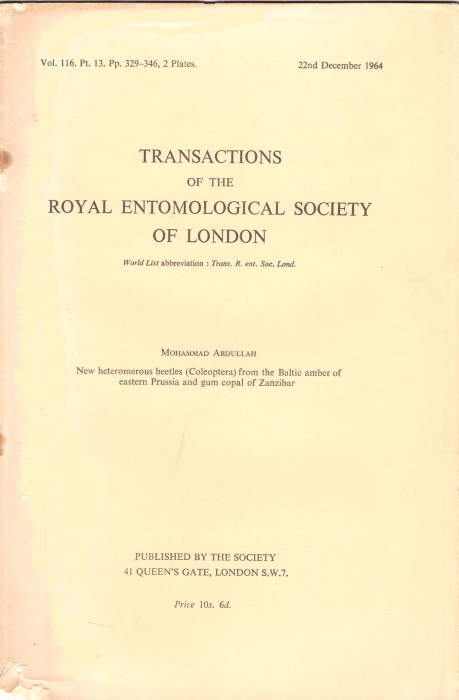 Abdullah, M. - New hetermerous beetles (Coleoptera) from the Baltic amber of eastern Prussia and gum copal of Zanzibar