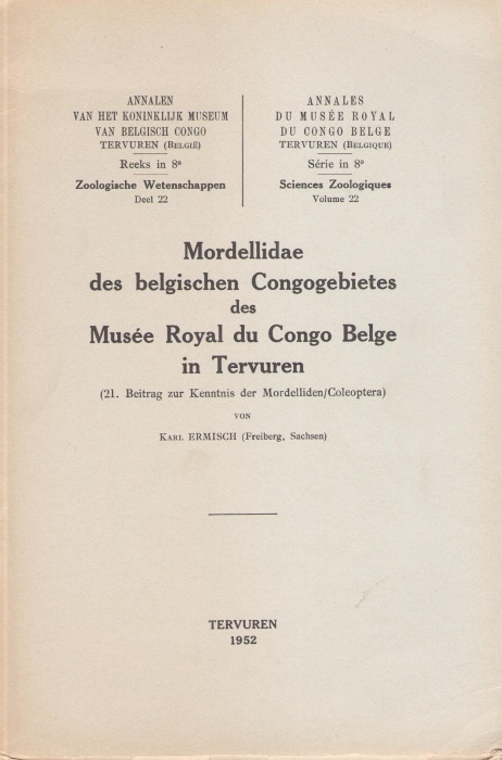 Ermisch, K. - Mordellidae des belgischen Congogebietes des Musee Royal du Congo Belge in Tervuren