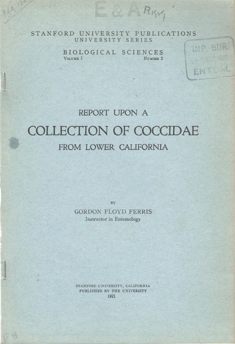 Ferris, G.F. - Report upon a Collection of Coccidae From Lower California