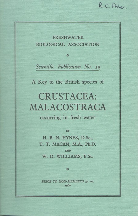Hynes, H.B.N.; Macan, T.T.; Williams, W.D. - A Key to the British Species of Crustacea: Malacostraca occurring in Freshwater: with notes on their Ecology and Distribution