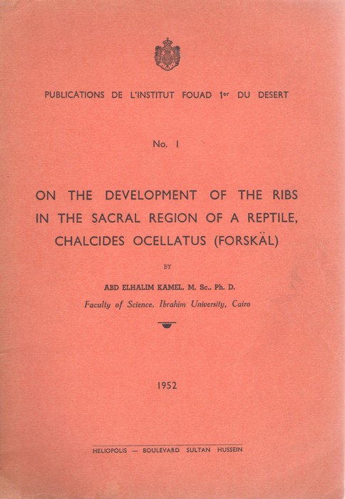 Kamel, A.E. - On the Development of the Ribs in the Sacral Region of a Reptile, Chalcides Ocellatus (Forskl)