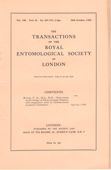 Butler, P.M. - Observations on the biology of Palorus ratzeburgi Wissman with comparative notes on Tenebrionidae in general