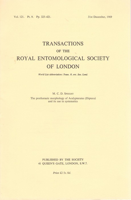 Speight, M.C.D. - The Prothoracic Morphology of Acalypterates (Diptera) and its use in Systematics