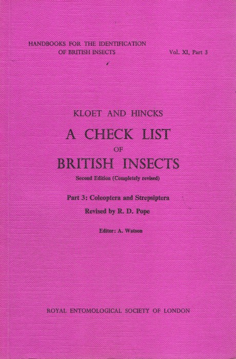Pope, R.D. - A Check List of British Insects Pt. 3: Coleoptera and Strepsiptera (Handbooks for the Identification of British Insects 11/3)