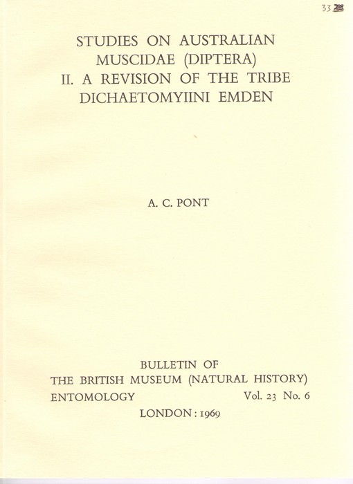 Pont, A.C. - Studies on Australian Muscidae (Diptera) II. A Revision of Tribe Dichaetomyiini Emden