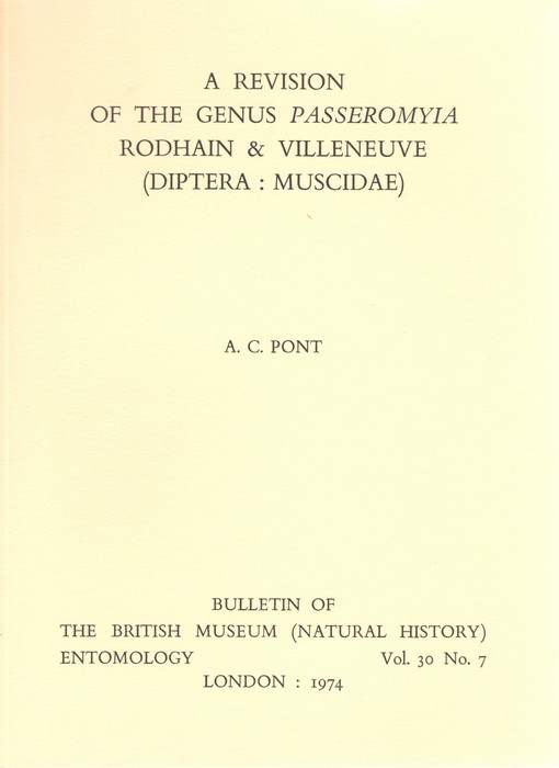 Pont, A.C. - A Revision of the Genus Passeromyia Rodhain & Villeneuve (Diptera: Muscidae)