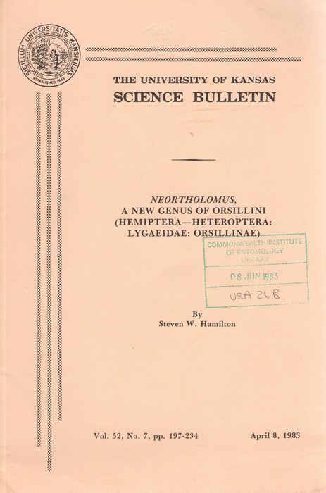 Hamilton, S.W. - Neortholomus, a new genus of Orsillini(Hemiptera-Heteroptera: Lygaediae: Orsillinae