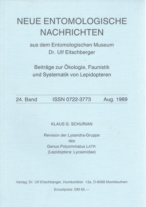 Schurian, K.G. - Revision der Lysandra-Gruppe des Genus Polyommatus Latr.: (Lepidoptera: Lycaenidae)