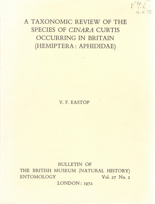 Eastop, V.F. - A Taxonomic Review of Species of Cinara Curtis Occuring in Britain (Hemiptera: Aphididae)
