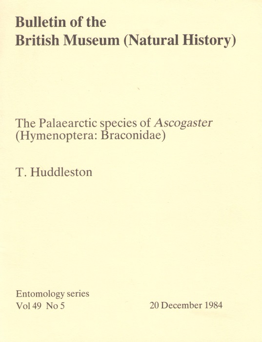 Huddleston, T. - The Palaearctic species of Ascogaster (Hymenoptera: Braconidae)