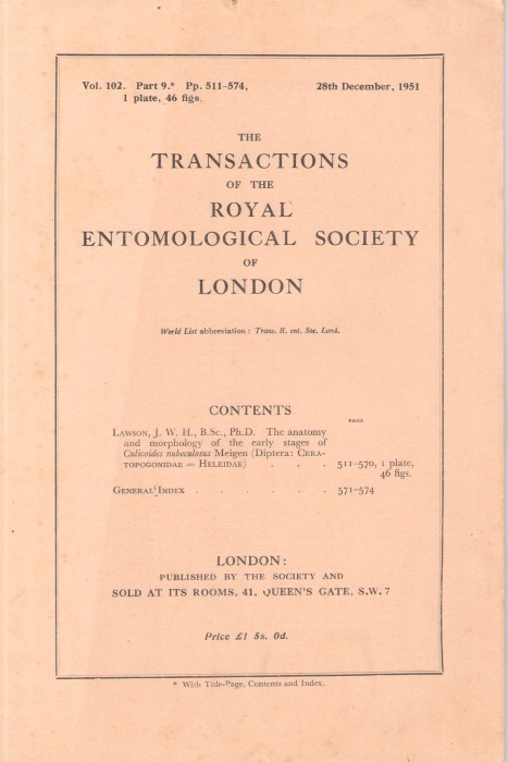 Lawson, J.W.H. - The Anatomy and Morphology of the Early Stages of <i>Culicoides nubeculosus</i> Meigen (Diptera: Ceratopogonidae = Heleidae)