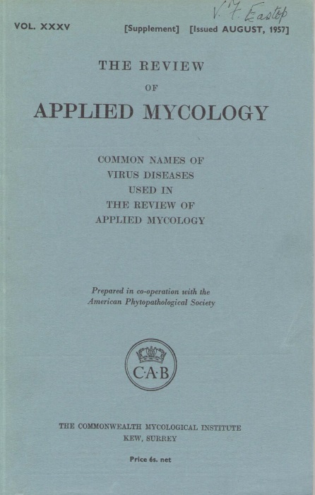 Commonwealth Mycological Institute - Common Names of Virus Diseases Used in The Review of Applied Mycology