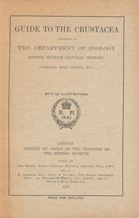 British Museum (Natural History) - Guide to the Crustacea Exhibited in the Department of Zoology British Museum (Natural History)