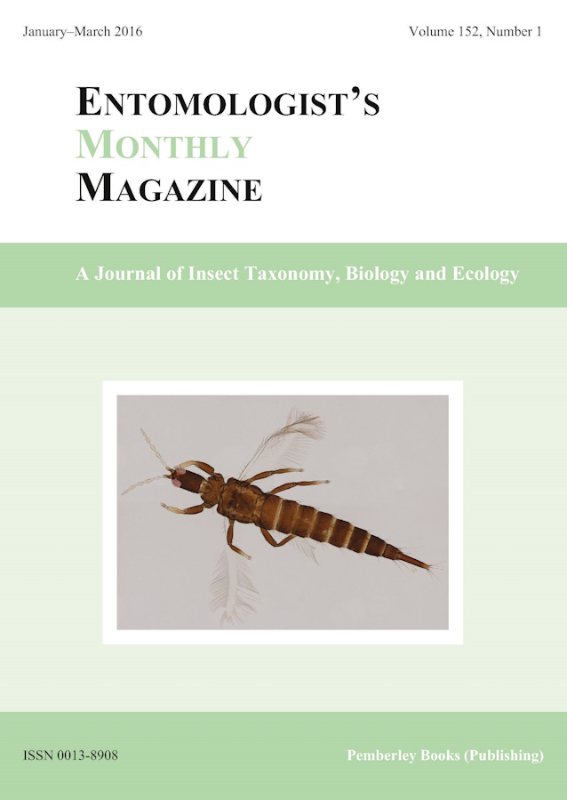  - Entomologist's Monthly Magazine Vol. 152 (2016)