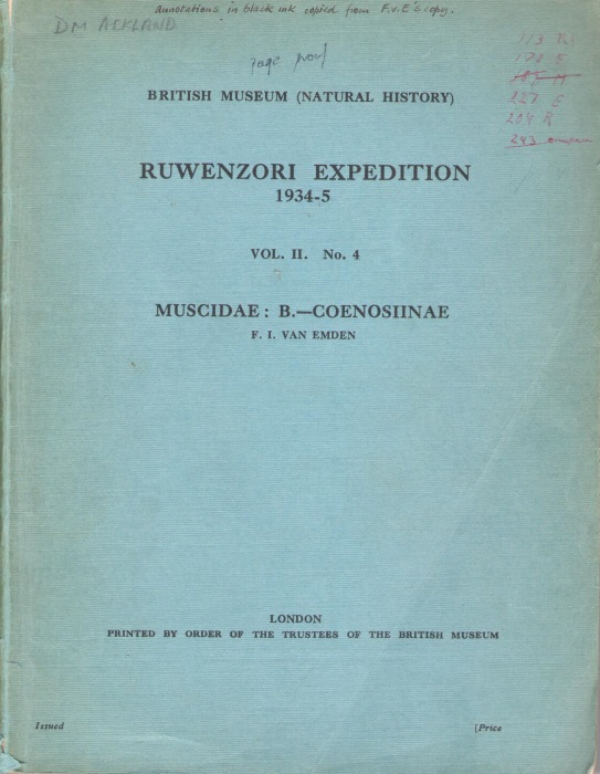 Van Emden, F.I. - Ruwenzori Expedition 1934-35 Vol.2 no.4 Muscidae: B.- Coenosiinae