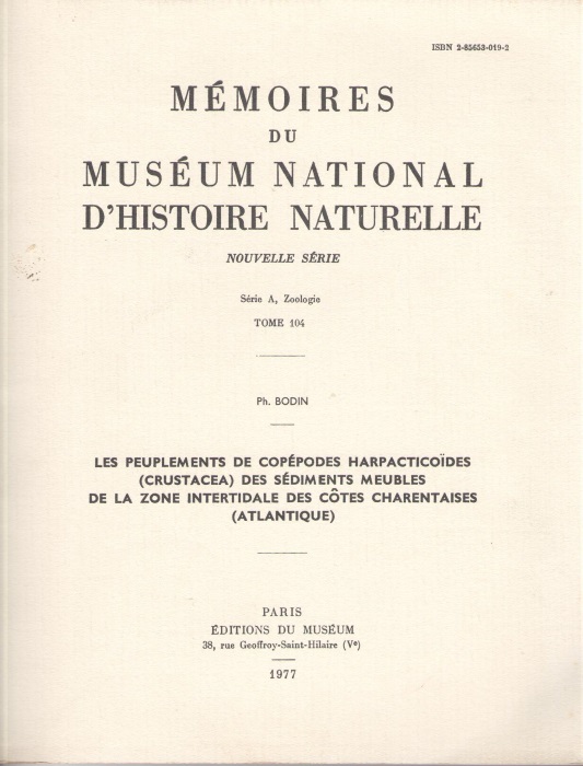 Bodin, P. - Les Peuplement de Coppodes Harpactcoides (Crustacea) des Sdiments meubles de la Zone intertidale des Ctes Charentaises (Atlantique)