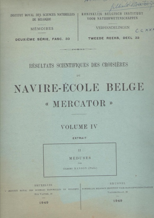 Ranson, G. - Rsultats Scientifiques des Croisires du Navire-cole Belge ''Mercator'' Vol IV(II) Meduses