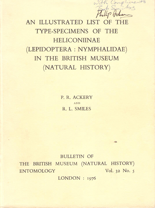 Ackery, P.R.; Smiles, R.L. - An Illustrated List of the Type-Specimens of the Heliconiinae (Lepidoptera: Nymphalidae) in the British Museum (Natural History)
