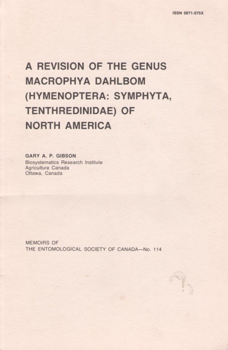Gibson, G.A.P. - A Revision of the Genus Macrophya Dahlbom (Hymenoptera: Symphyta, Tenthredinidae) of North America