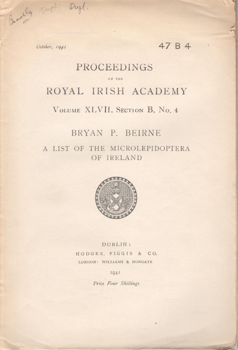 Beirne, B.P. - A List of the Microlepidoptera of Ireland