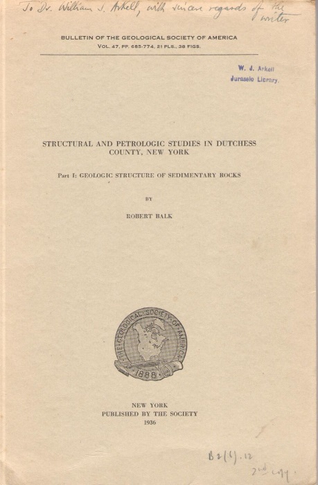 Balk, R. - Structural and Petrologic Studies in Dutchess County, New York Pt. 1: Geologic Structure of Sedimentary Rocks